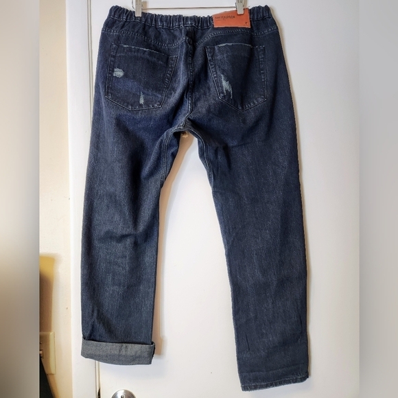 ONETEASPOON Shabbies Drawstring Boyfriend Jeans Distressed Fox Black Size XL - Picture 3 of 16